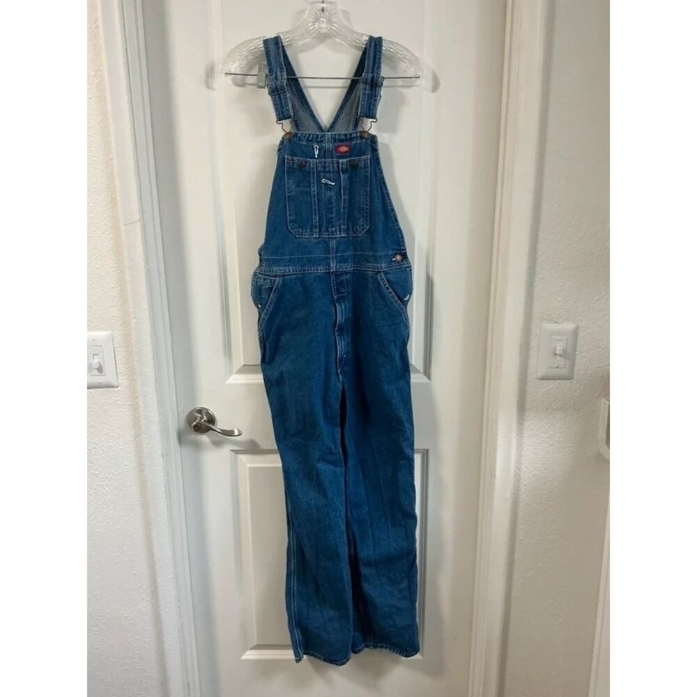 Dickies Men Classic Denim Overalls Stonewash Blue Dungarees KB102SNB Size 32x29